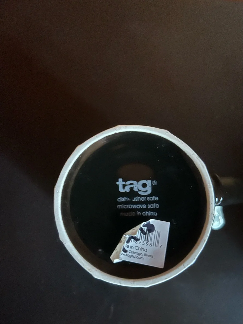 TAG Ceramic Black Coffee Mug with Bird Accent